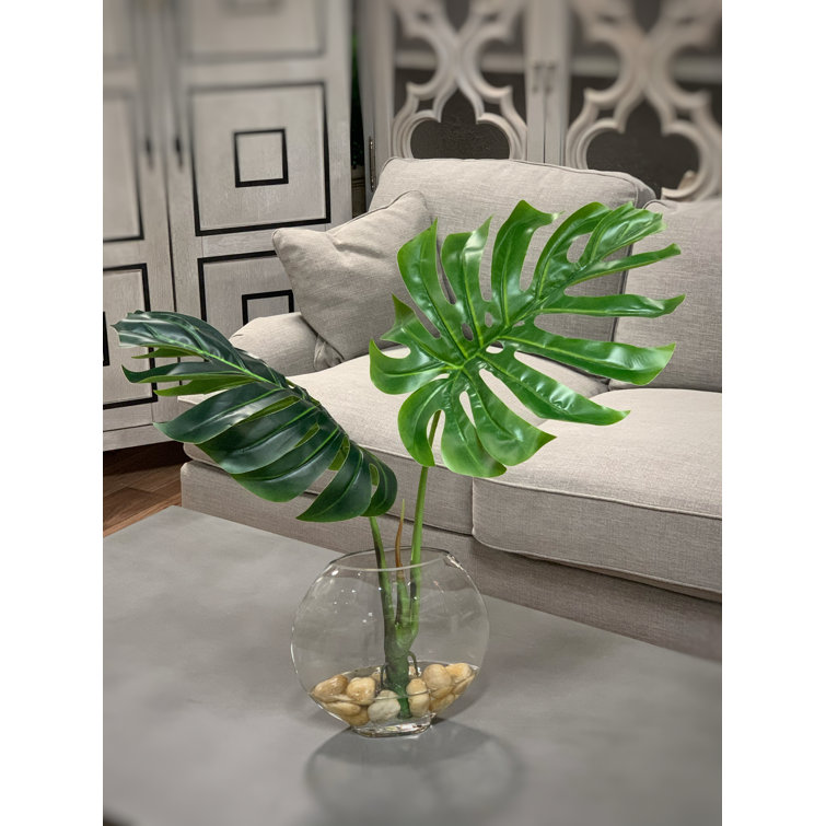 Primrue 25'' Faux Palm Plant in Glass Vase Wayfair